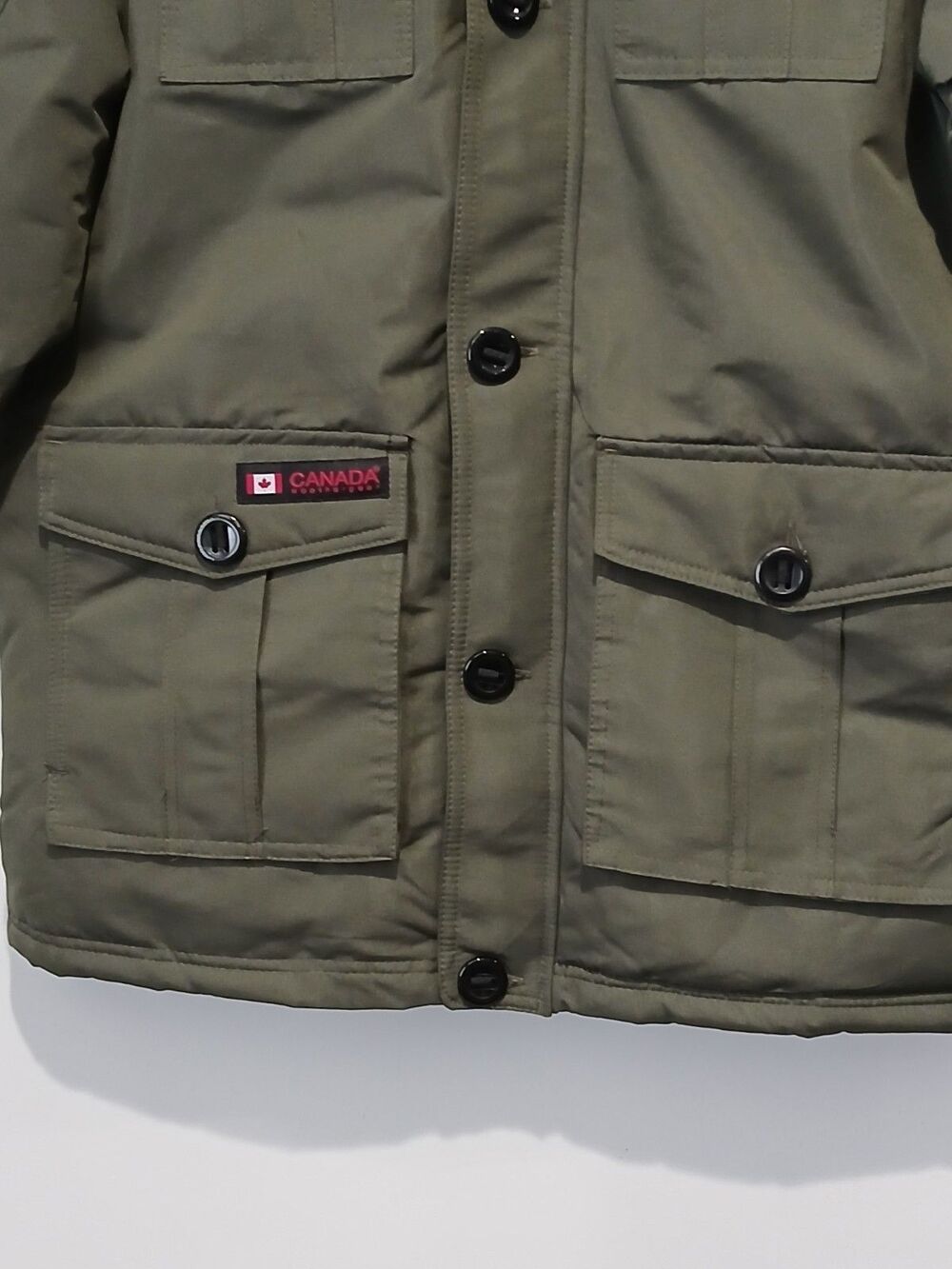 Canada Weather Gear Army Green Heavyweight Artic Parka w Faux Fur Hood Men Sz L. - Picture 3 of 10